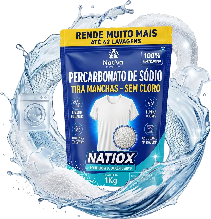 Embalagem de 1 kg do Natiox, percarbonato de sódio tira-manchas sem cloro